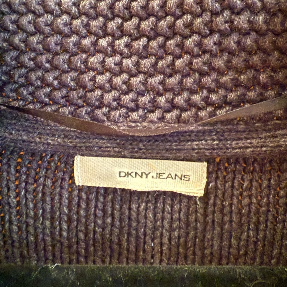 DKNY Jeans Studded Knit Cardigan Sweater Gray Size M - Picture 4 of 6